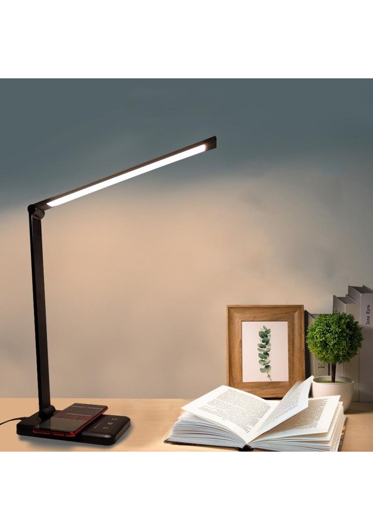 Multifunctional led desk lamp store with wireless charger