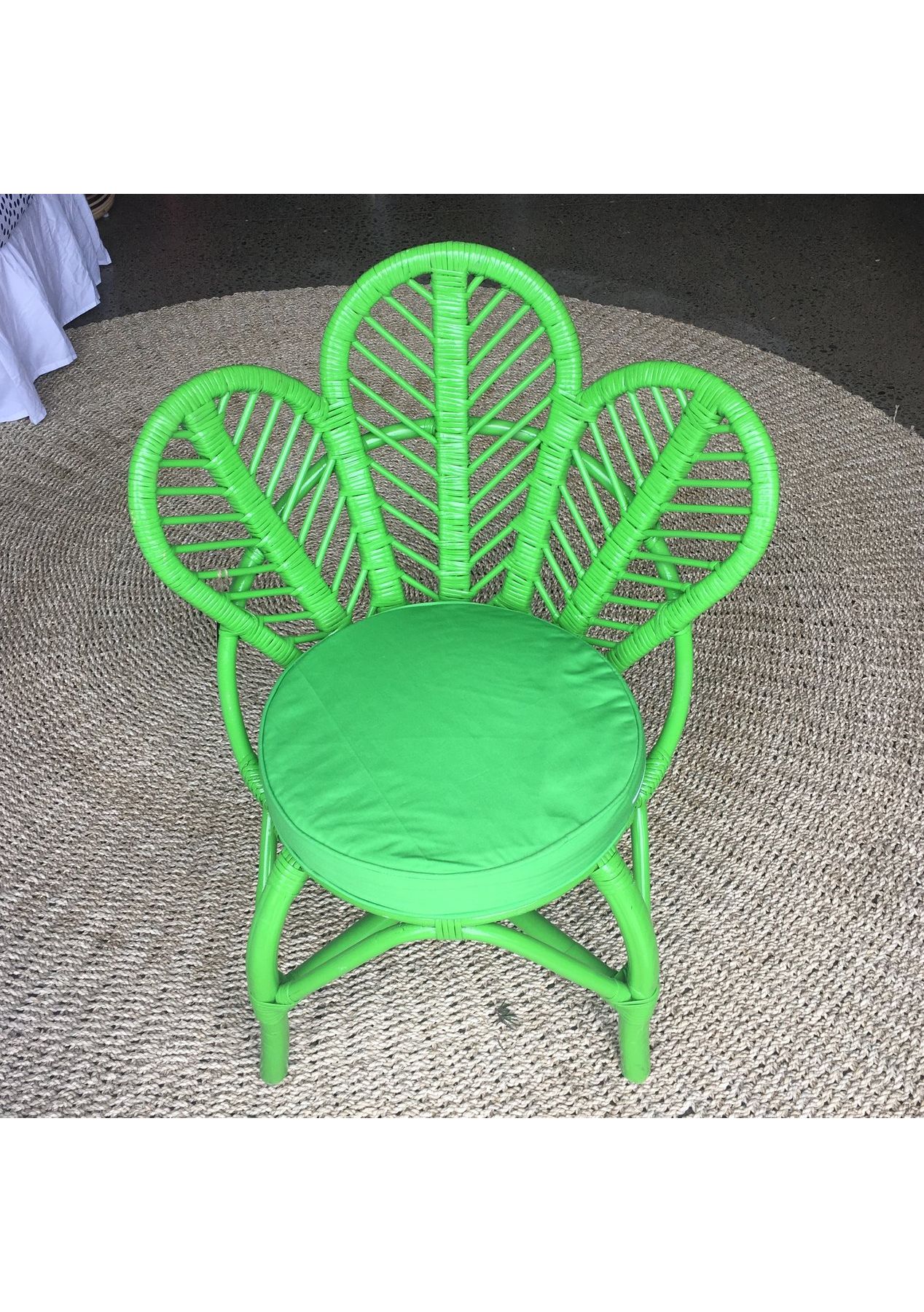 Kata Kids Daisy Petal Rattan Chair Forest Green Onceit